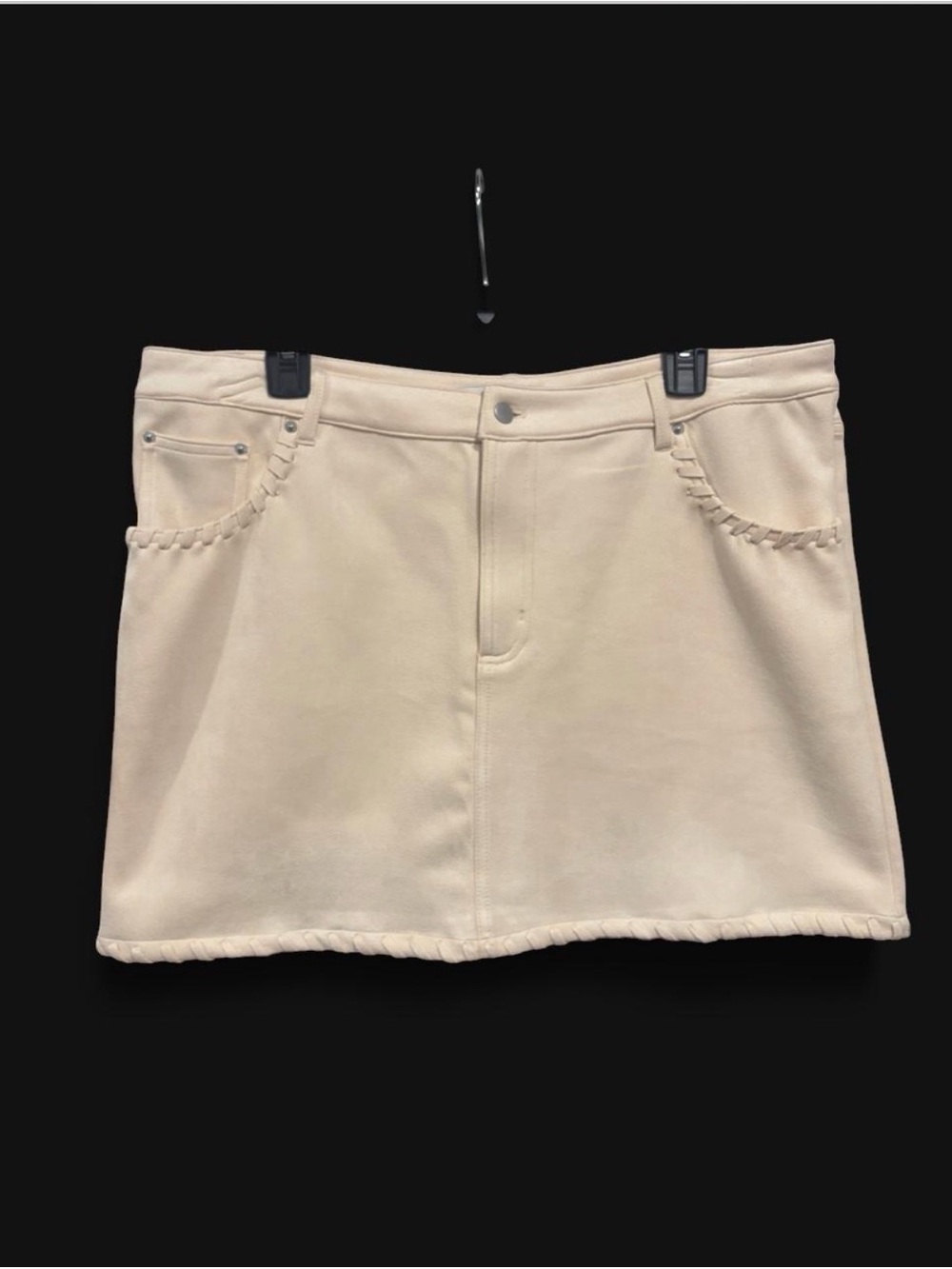 And Now This cream mini skirt